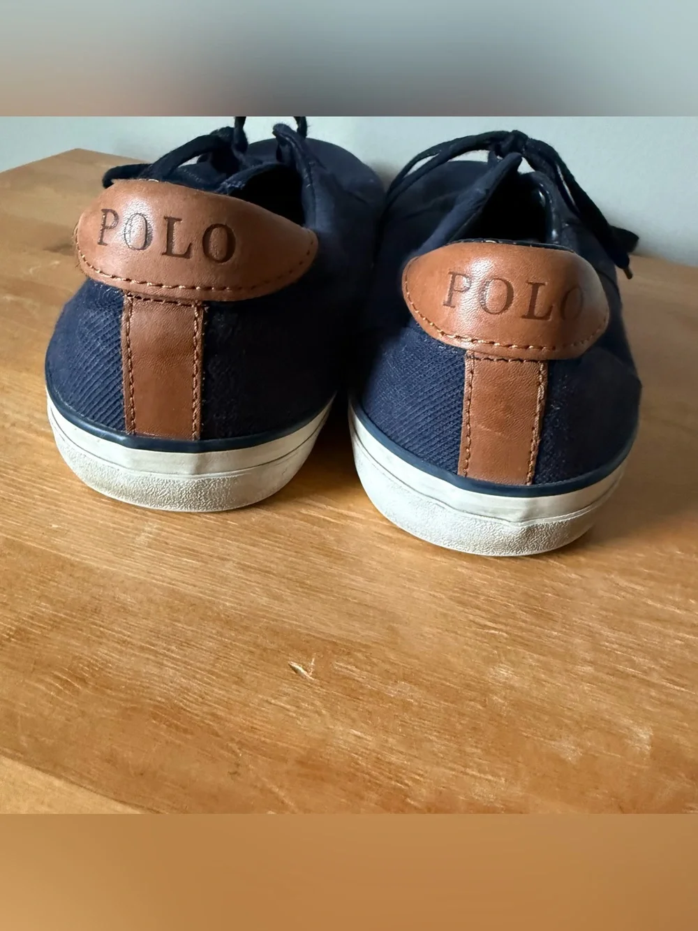 Polo Ralph Lauren Thornton Boat Shoes Navy Blue Size 12 D Leather Accents